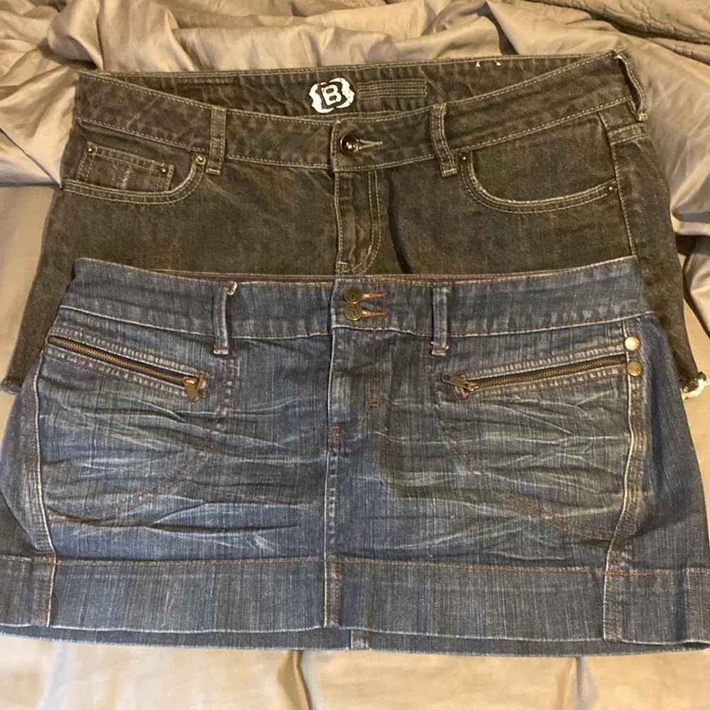 Blue and black mini skirt